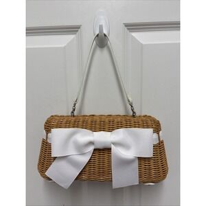 Margaret Nicole Wicker White‎ Bow Coquette Top Handle Bag